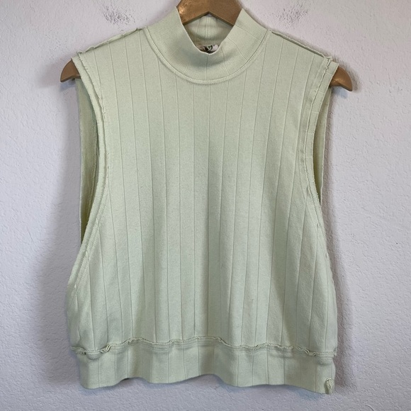 We The Free Sleeveless Mock Neck Oversized Light Green Cotton Tank Top Size XS - Picture 1 of 8